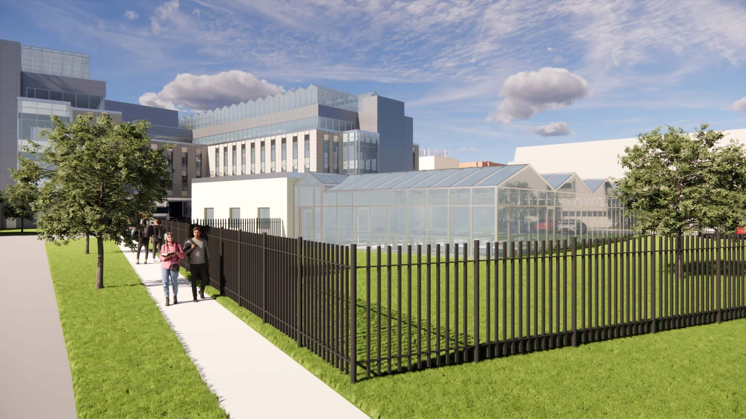 Greenhouses will provide additional teaching spaces, inside and outside of the building.